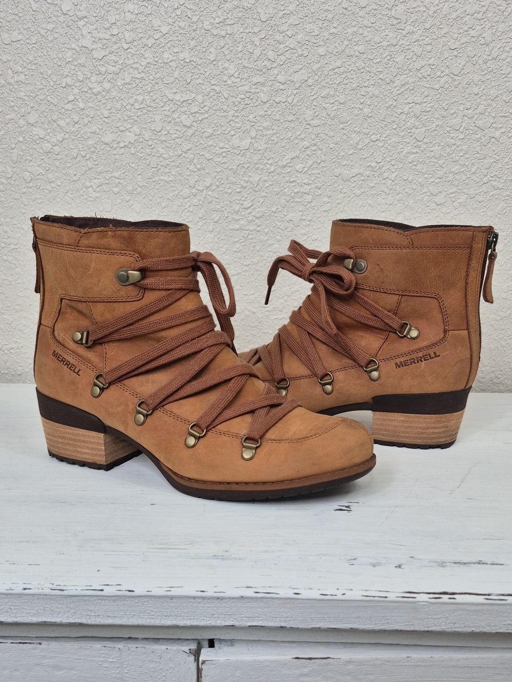 Merrell Women's Shiloh ll Lace Up Ankle Boots Size 9 Brown/Oak Color